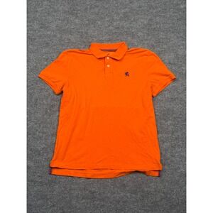 Express Men Orange Short Sleeve Lion Logo Pique Polo Shirt Large L
